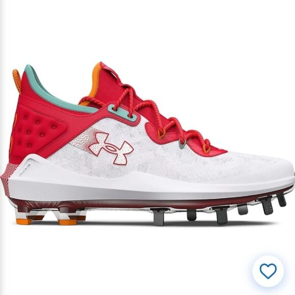 Under Armour Hovr UA Harper 8 Low Red & Silver Hybrid Metal Cleats Size 6.5 New